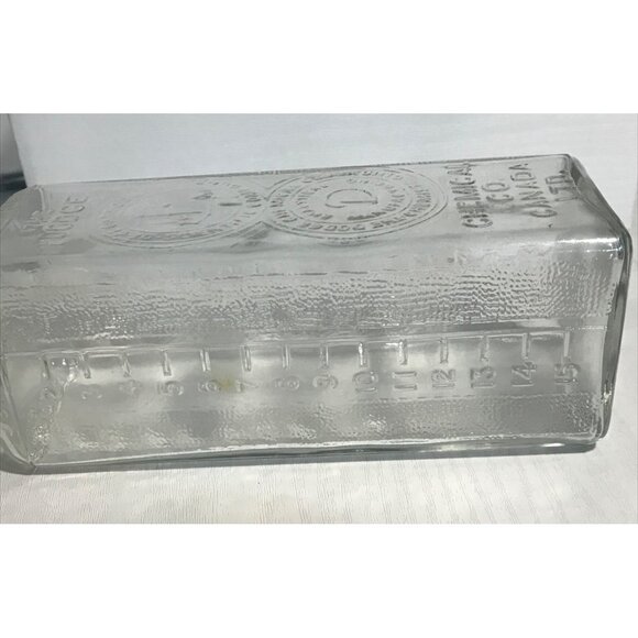 Vtg Dodge Chemical Co Embalming Glass Bottle Clear Embossed Measurements Canada - Picture 4 of 16